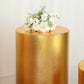 Metallic gold pedestal stand covers with shiny stretchable design.