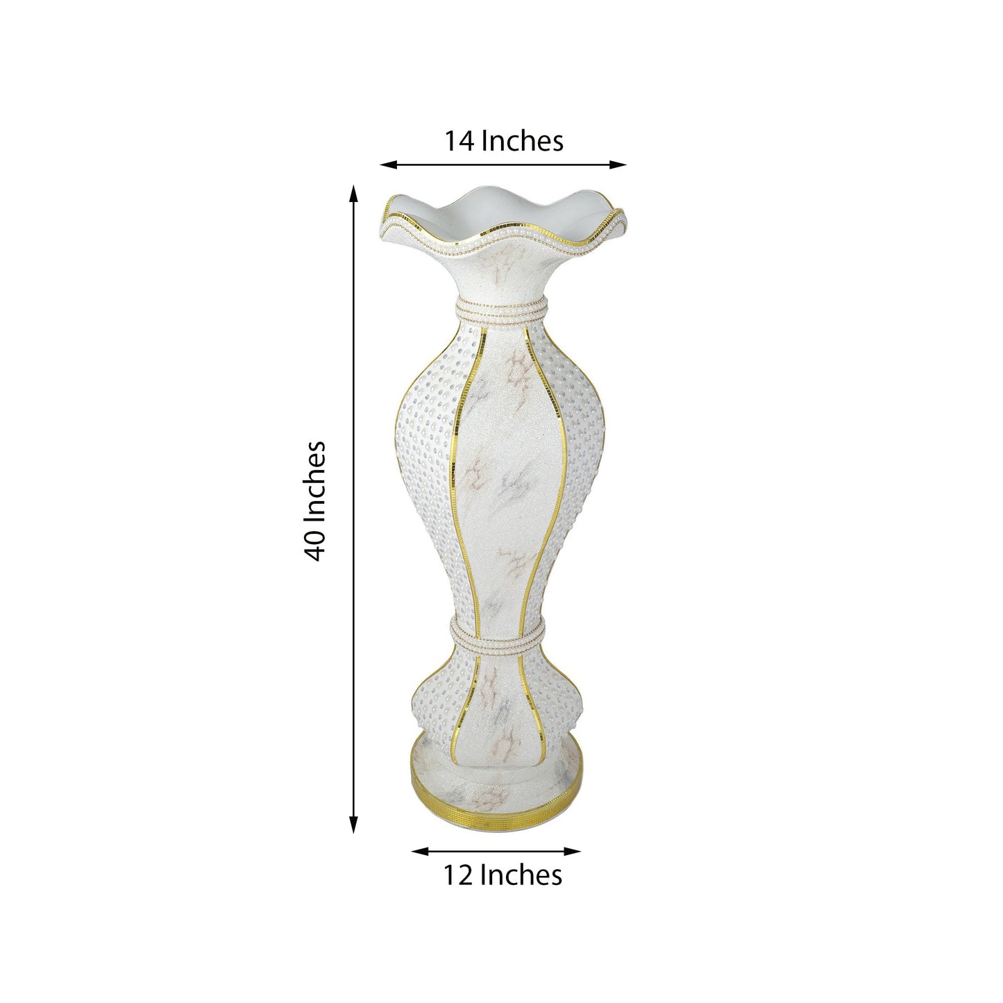 Shimmering gold glittered marble flower pot vase with pearl and mirror embellishments.
