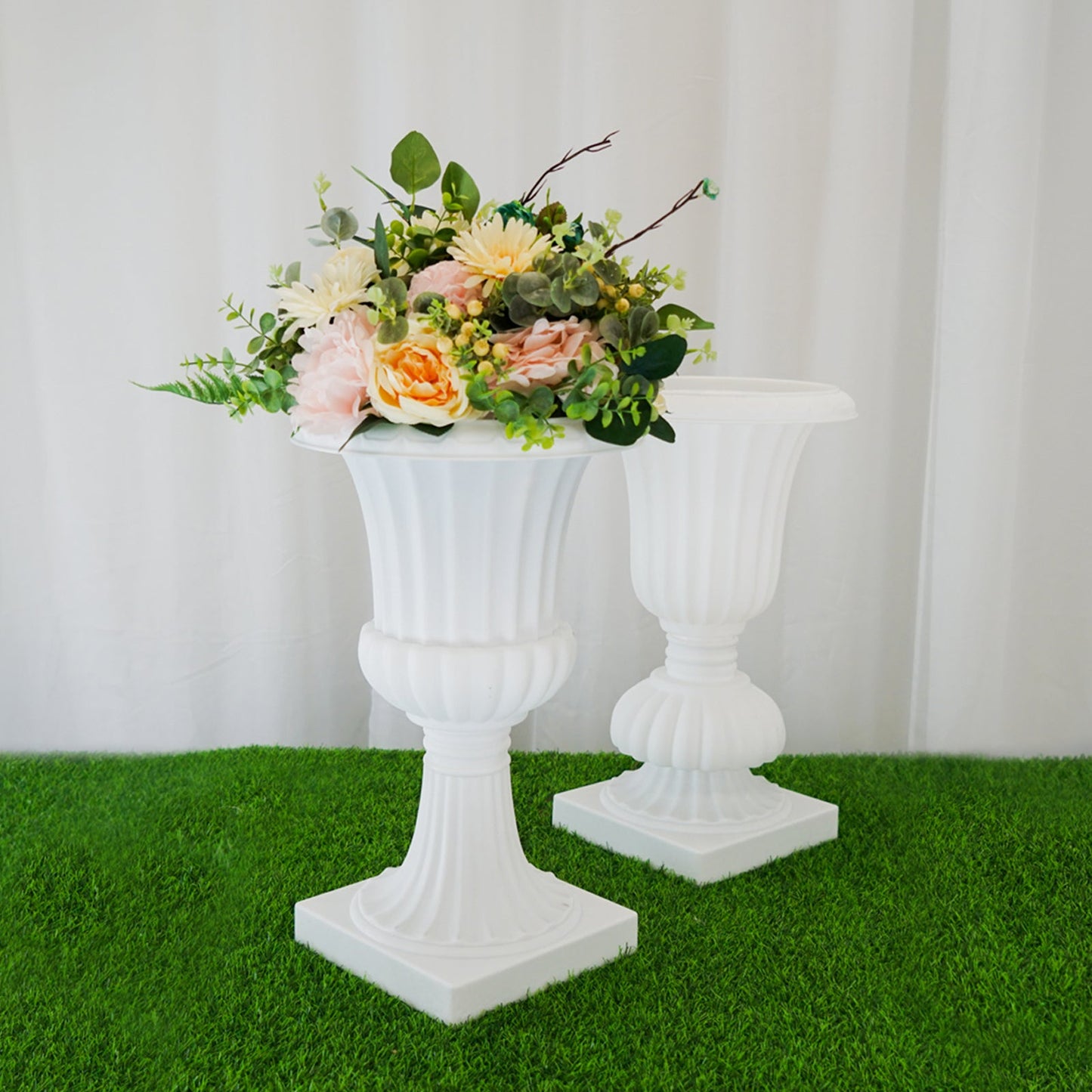White PVC 20 Inch Urn Pedestal Planter Stand
