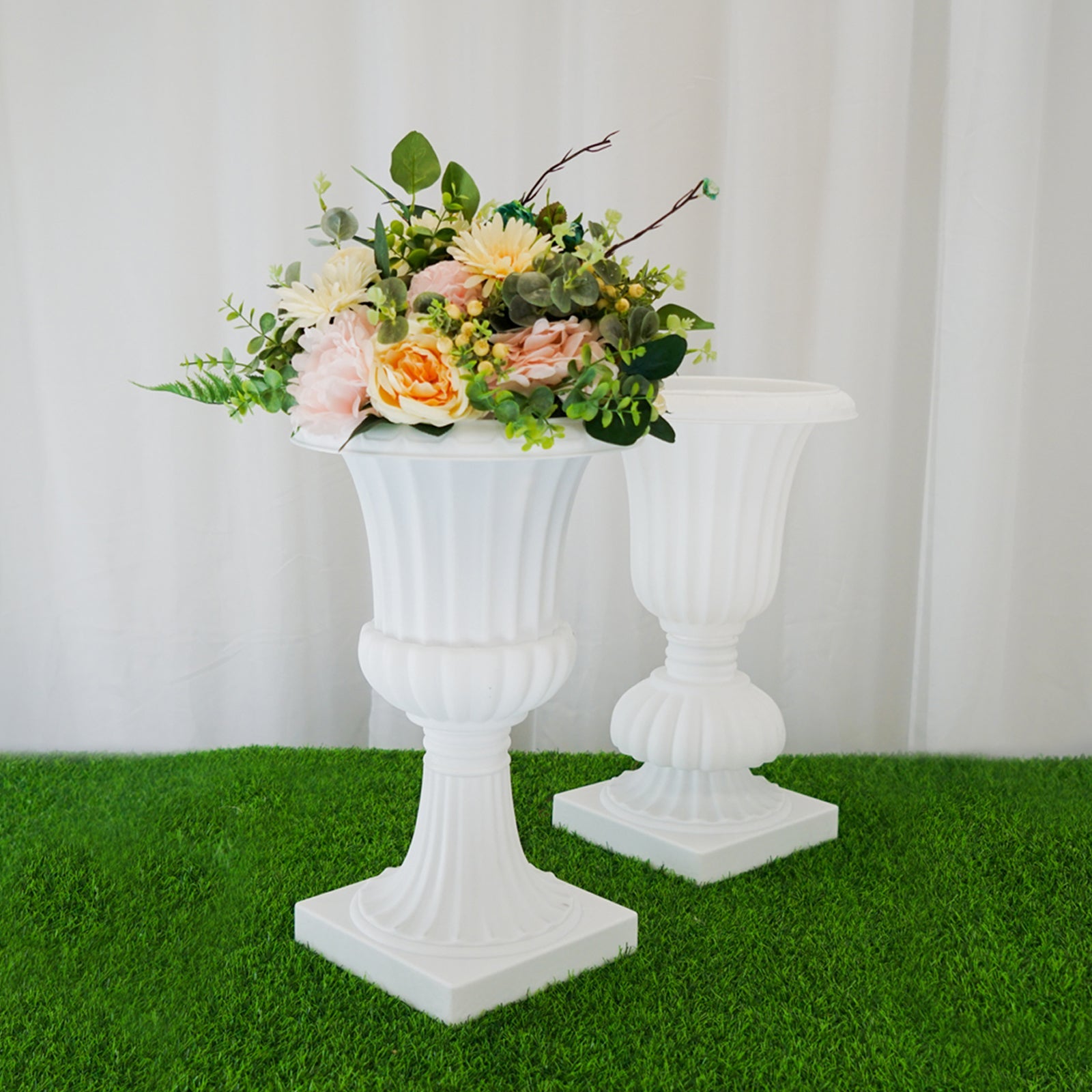 White PVC 20 Inch Urn Pedestal Planter Stand