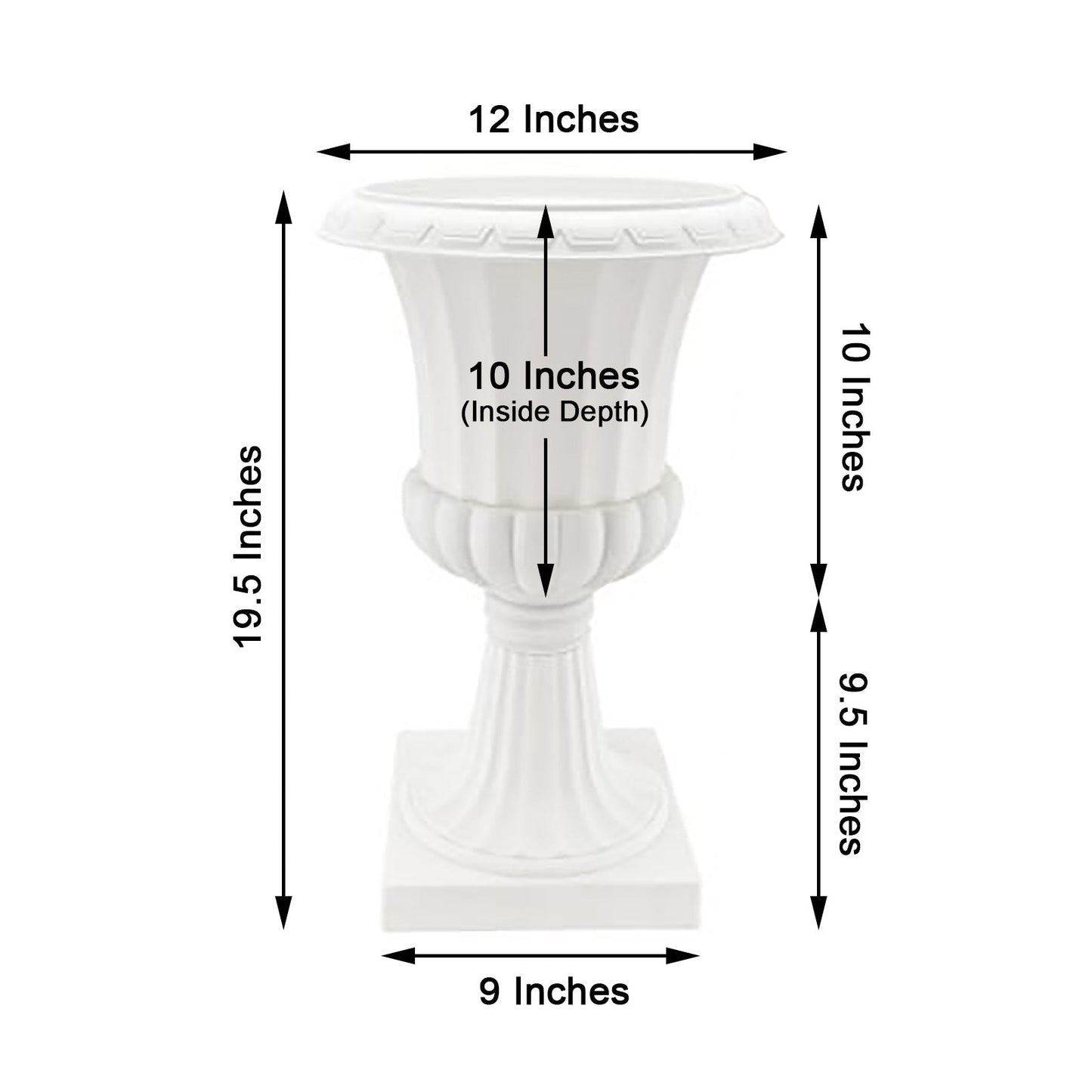 Floral Pedestal Flower Pot In White PVC 20 Inch 