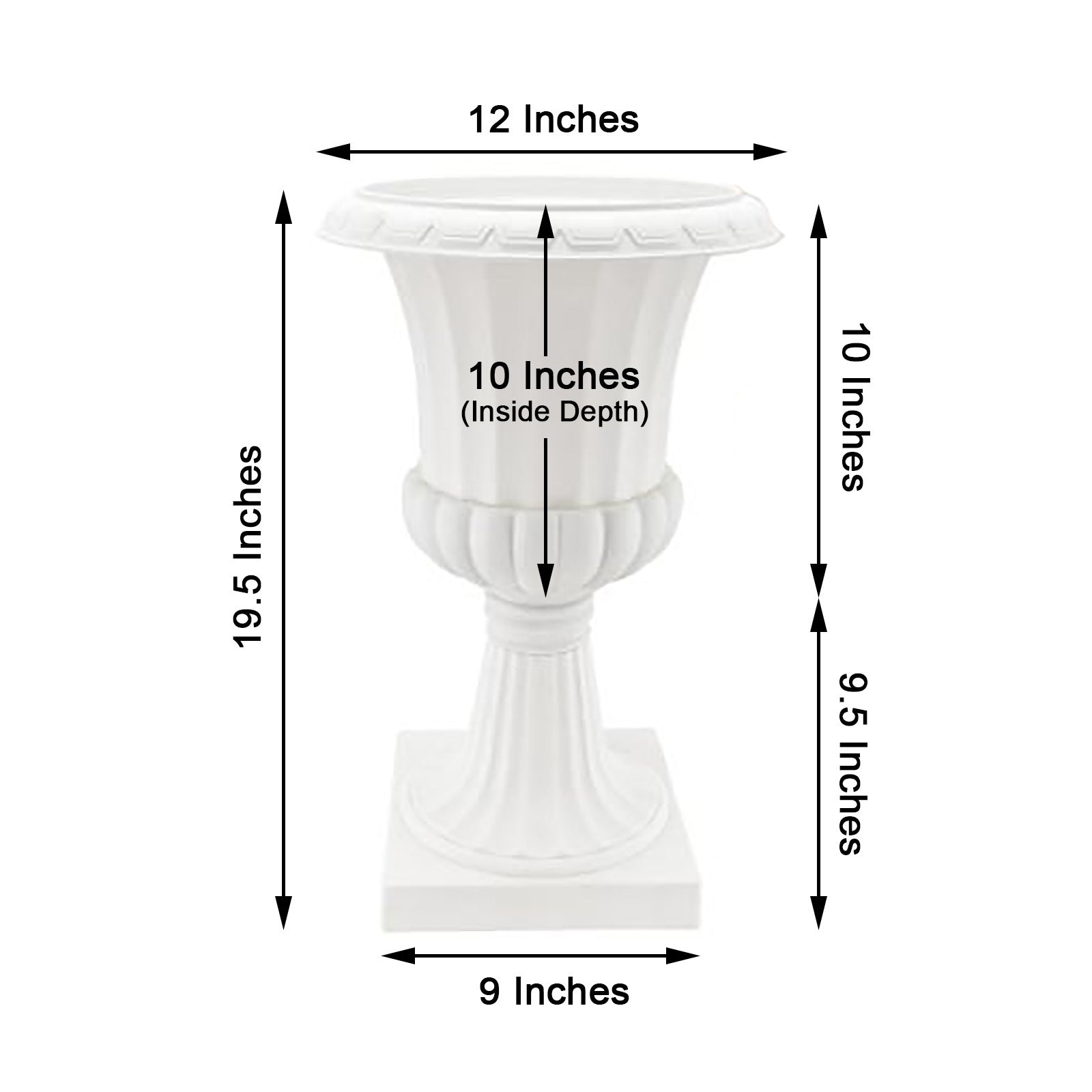 Floral Pedestal Flower Pot In White PVC 20 Inch 