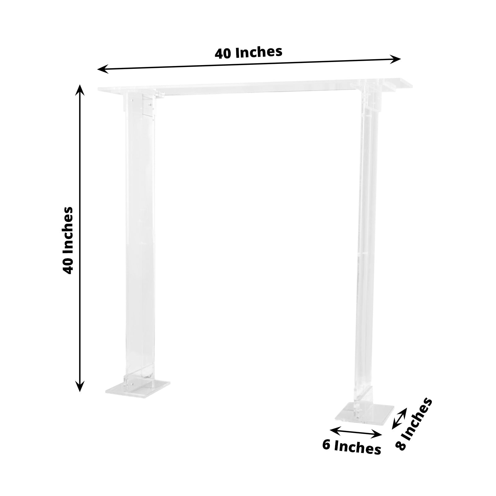 Clear acrylic rectangular flower stand for wedding centerpiece display.