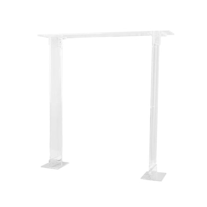 Clear acrylic rectangular flower stand for wedding centerpiece display.