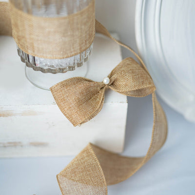 Rustic Elegance with Natural Tone Wired Burlap Ribbon