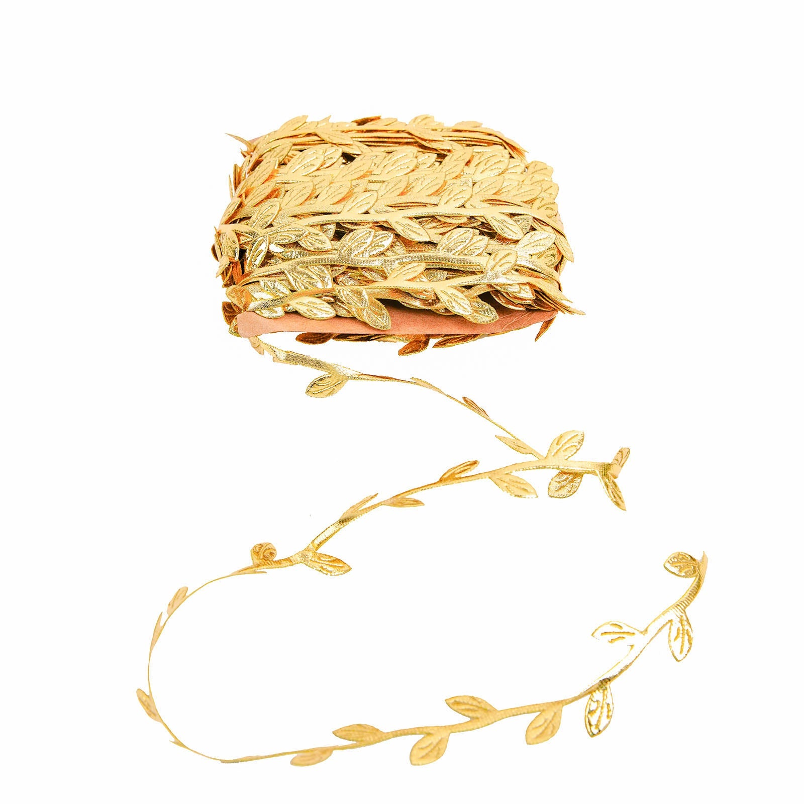 67 Feet Artificial Olive Leaf Vines Gold Ribbon Trim