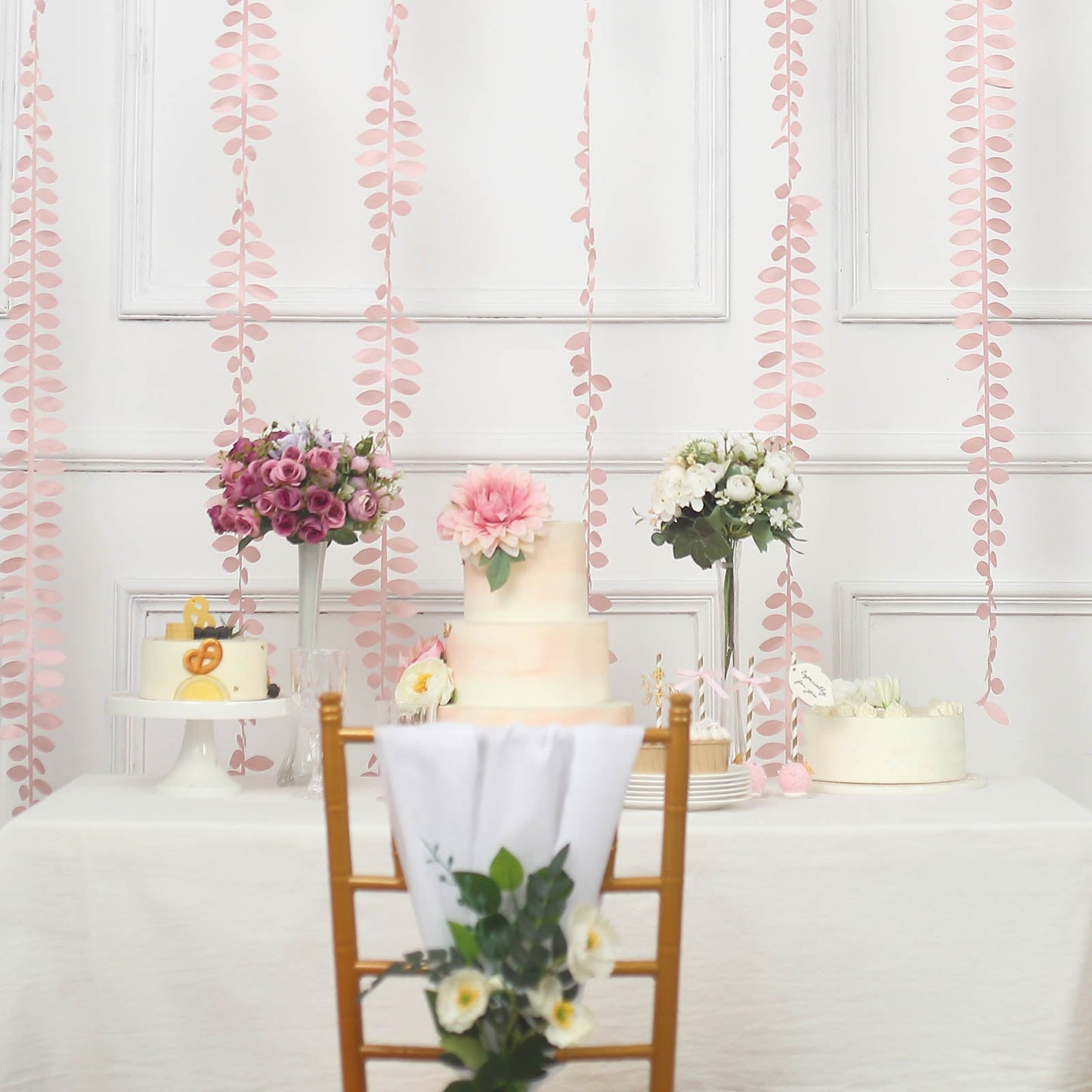Dusty rose leaf petal taffeta ribbon sash for DIY fabric garlands.