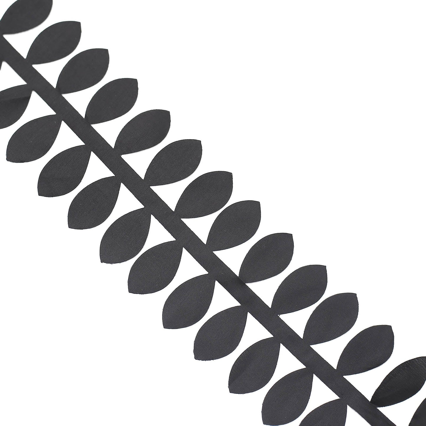 Black leaf petal taffeta ribbon sash for DIY fabric garlands.
