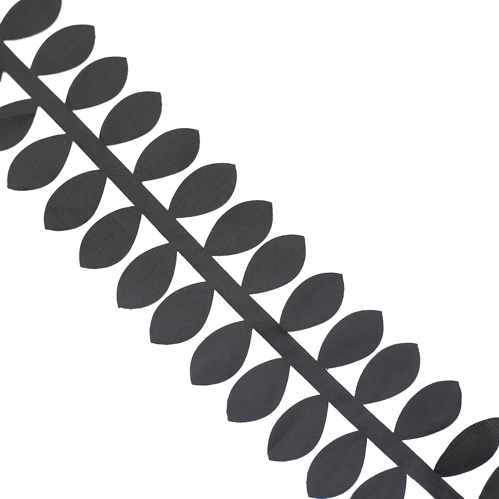 Black leaf petal taffeta ribbon sash for DIY fabric garlands.