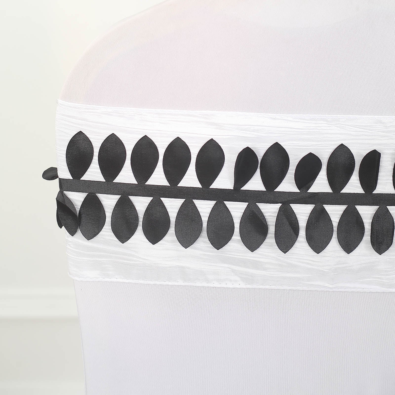 Black leaf petal taffeta ribbon sash for DIY fabric garlands.