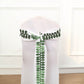 Green leaf petal taffeta ribbon sash on a chair cover.