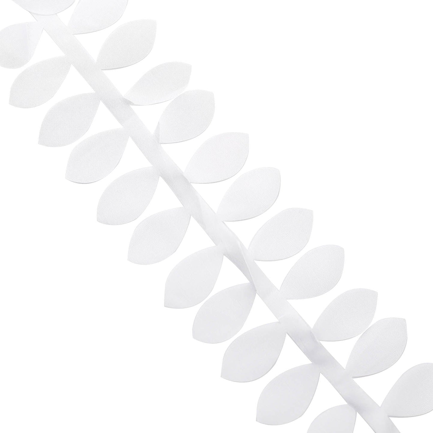 White leaf petal taffeta ribbon sash for DIY fabric garlands.