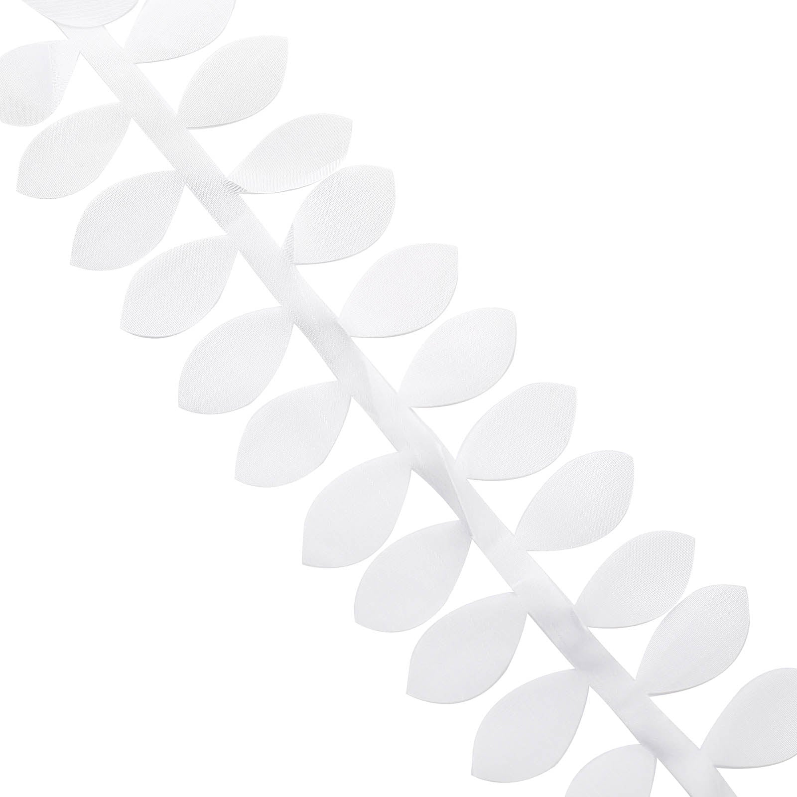White leaf petal taffeta ribbon sash for DIY fabric garlands.