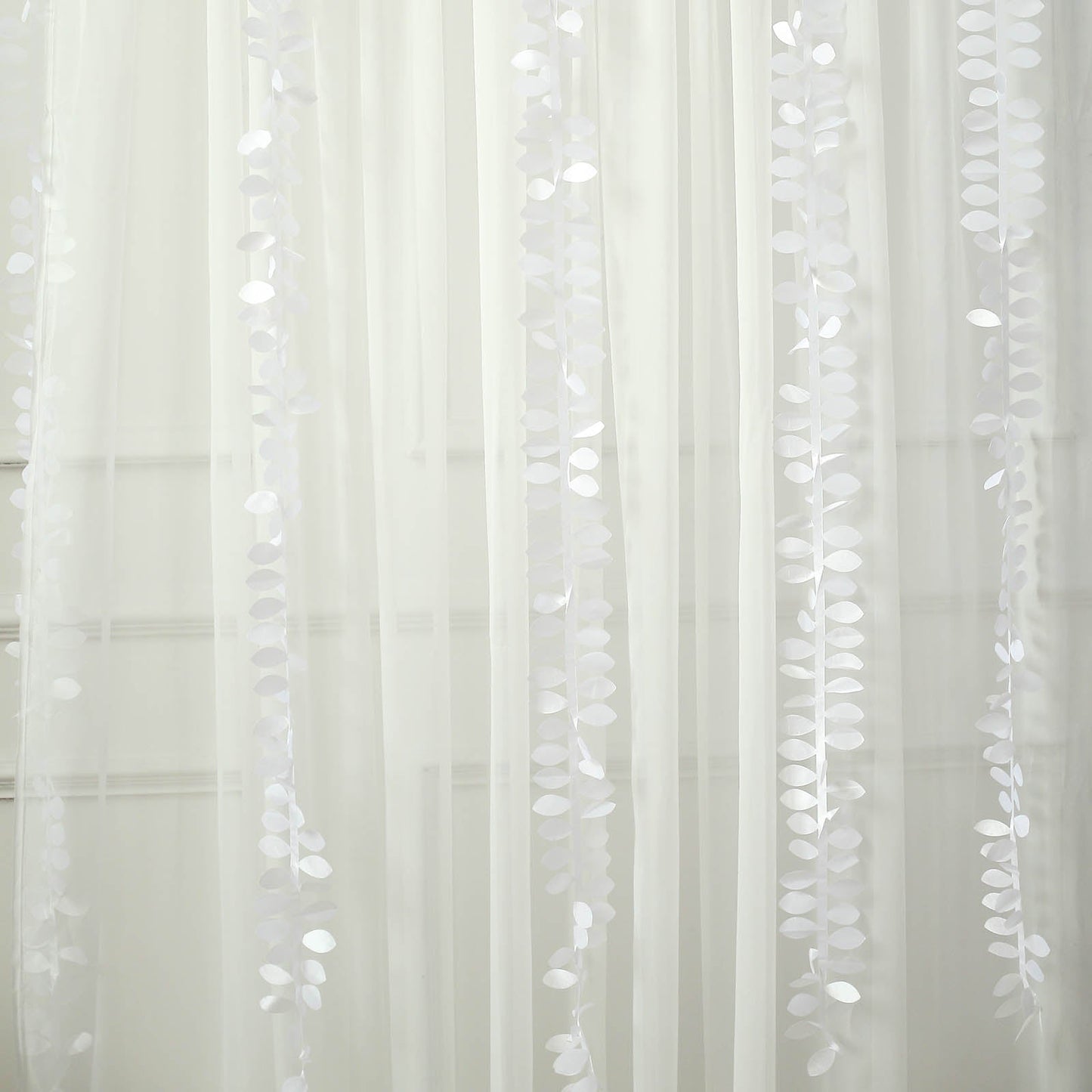 White leaf petal taffeta ribbon sash for DIY fabric garlands.