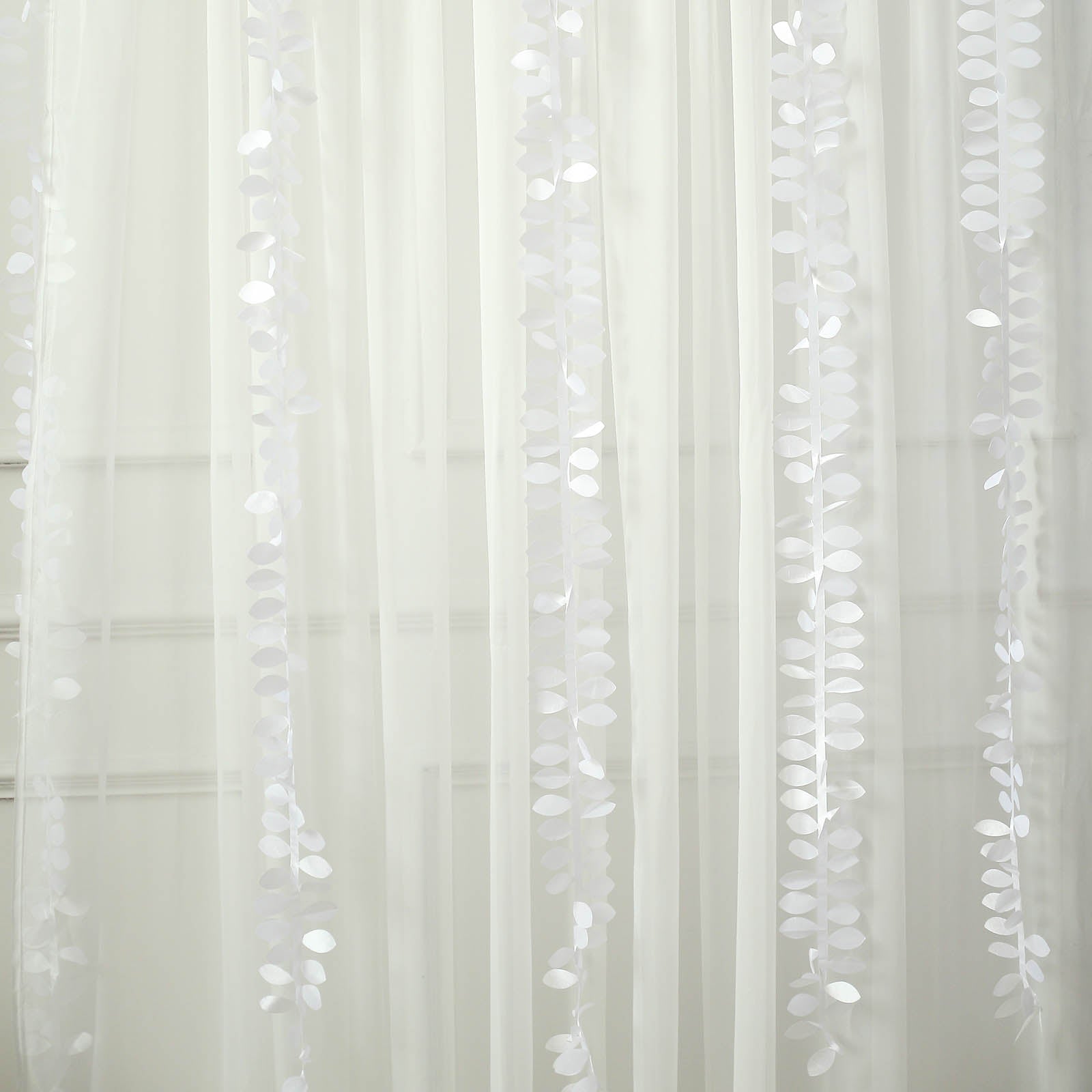 White leaf petal taffeta ribbon sash for DIY fabric garlands.