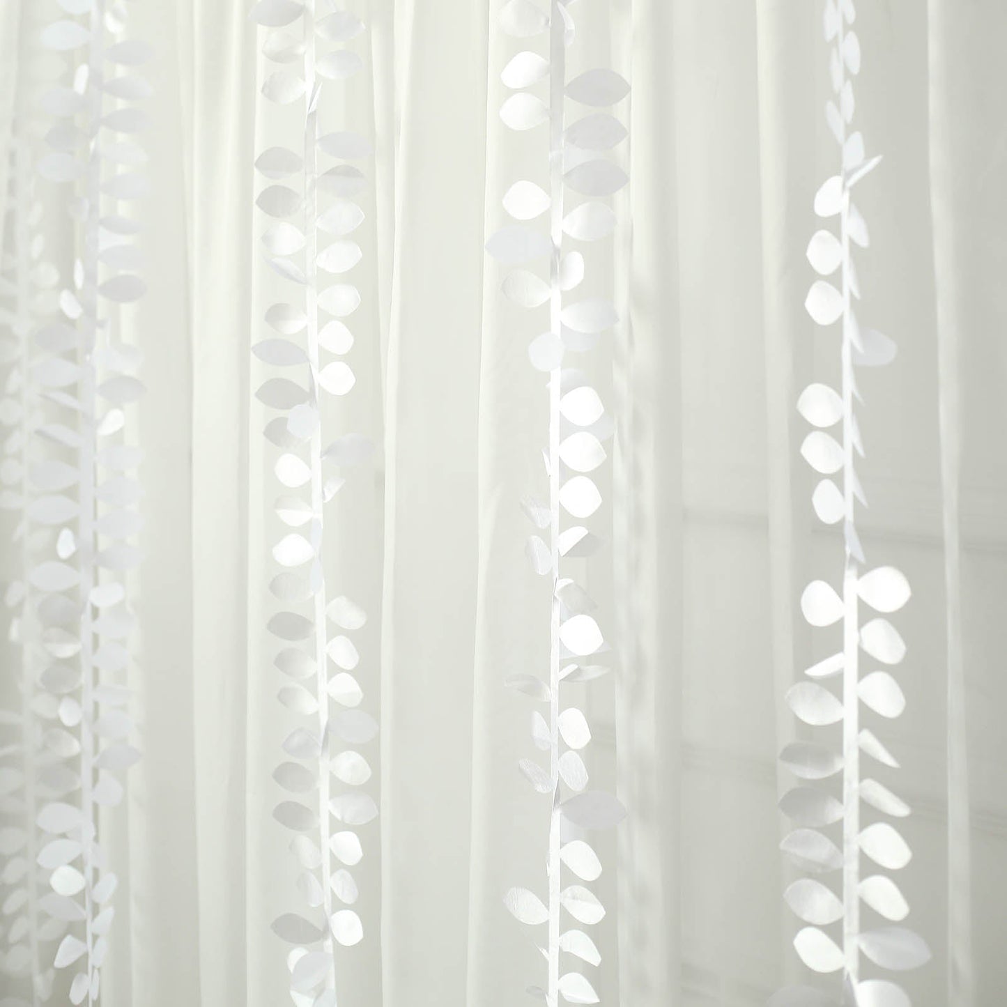 White leaf petal taffeta ribbon sash for DIY fabric garlands.