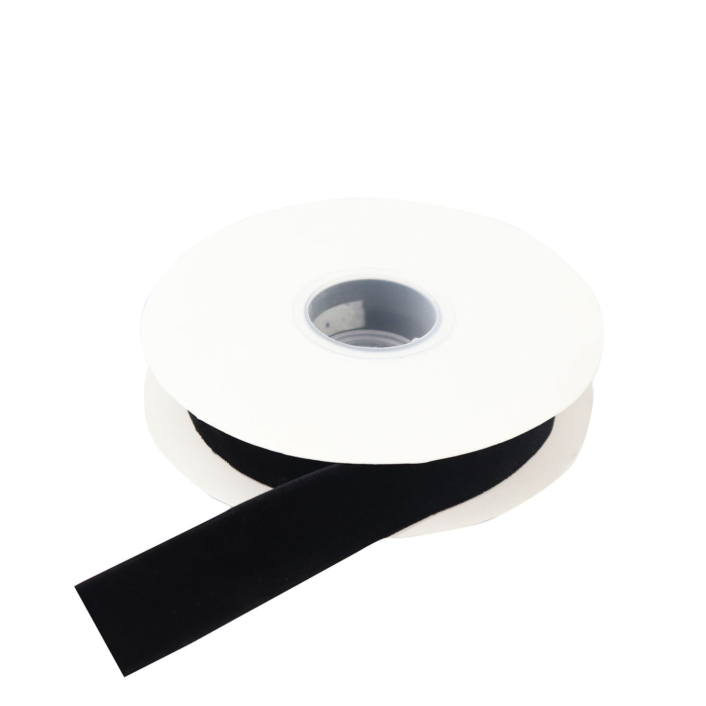 Black velvet ribbon spool for DIY crafts, 10 yards long.