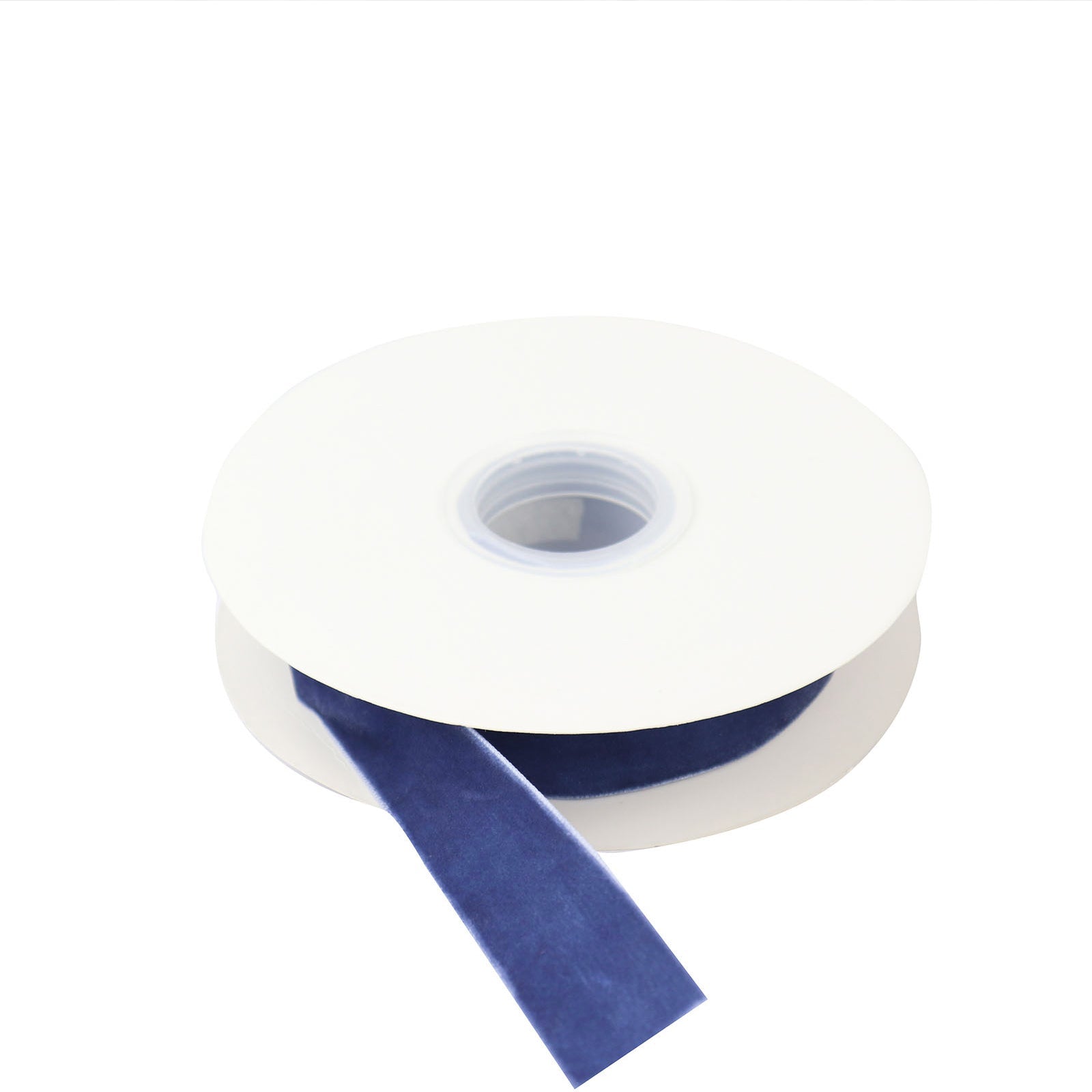 Navy blue velvet ribbon spool for DIY crafts, 10 yards long.