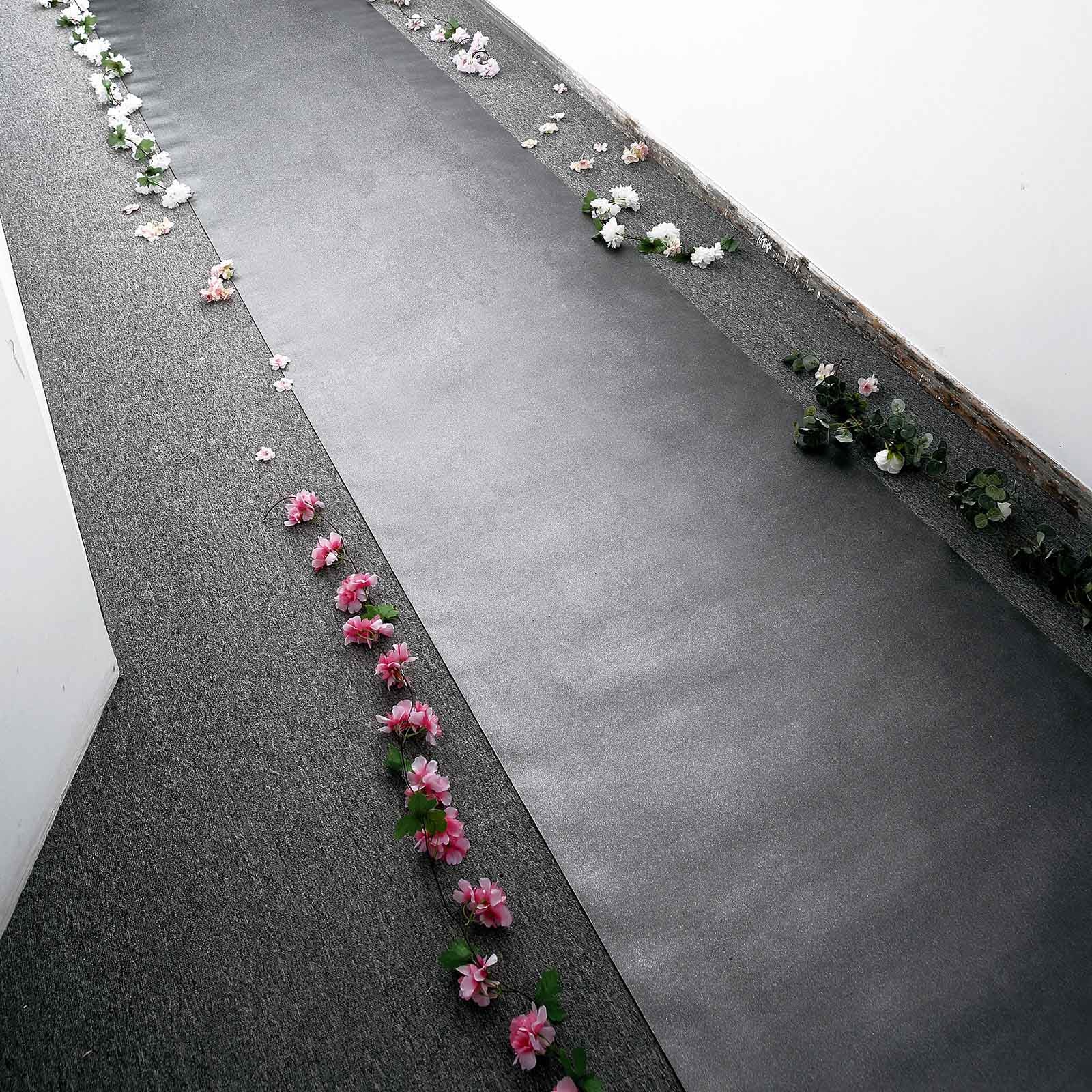 3 Feet x 50 Feet Black Sparkle Glitter Non Woven Aisle Red Carpet Runner