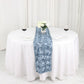 14 Inch x 108 Inch Satin Table Runner in Dusty Blue with Grandiose 3D Rosette