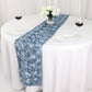 Dusty Blue Table Runner with Grandiose 3D Rosette 14 Inch x 108 Inch