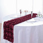 Grandiose 3D Rosette Satin Table Runner 14 Inch x 108 Inch In Burgundy