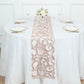 12x108inch Blush Rose Gold Leaf Vine Embroidered Sequin Mesh Like Table Runner