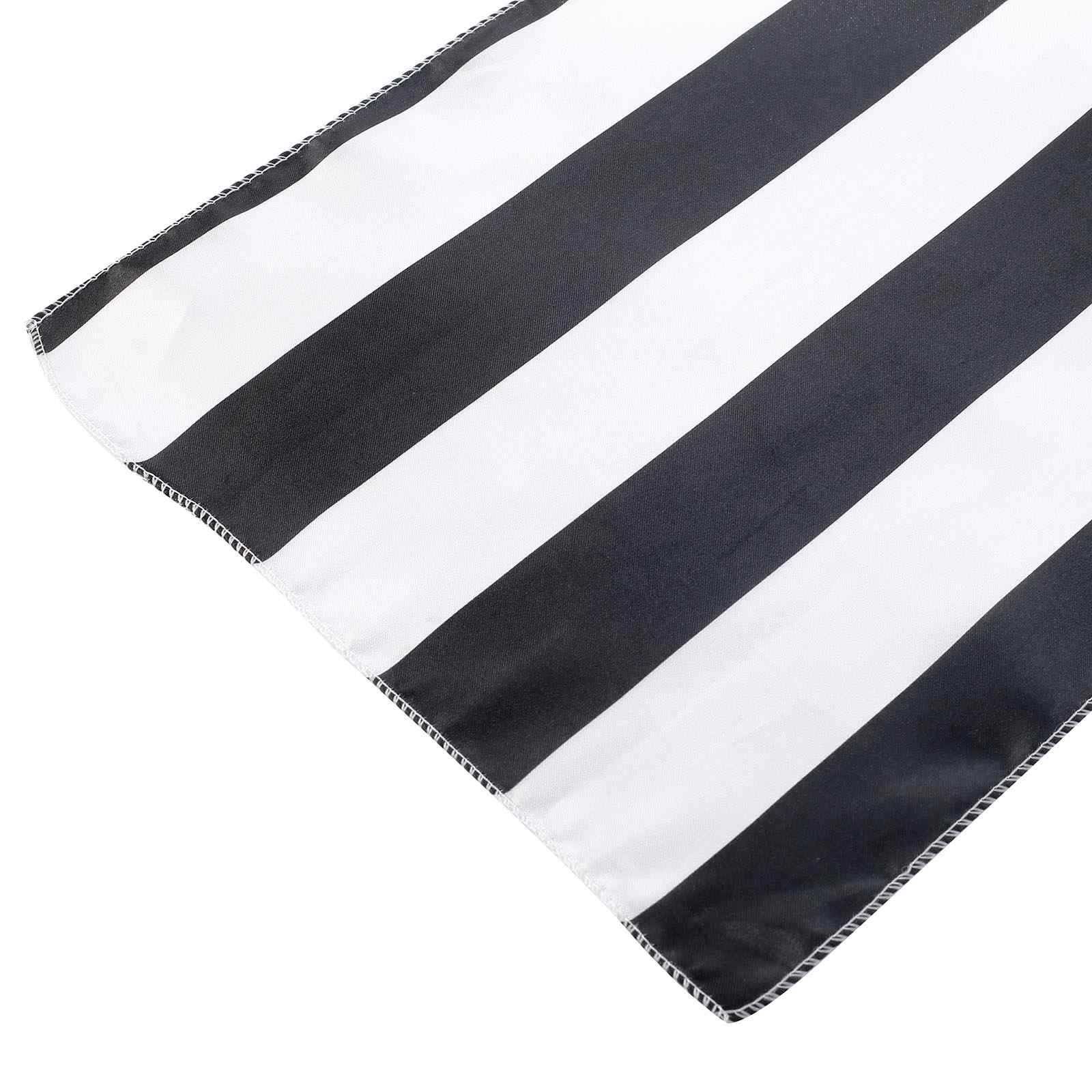 Black and white stripe satin table runner 12" x 108