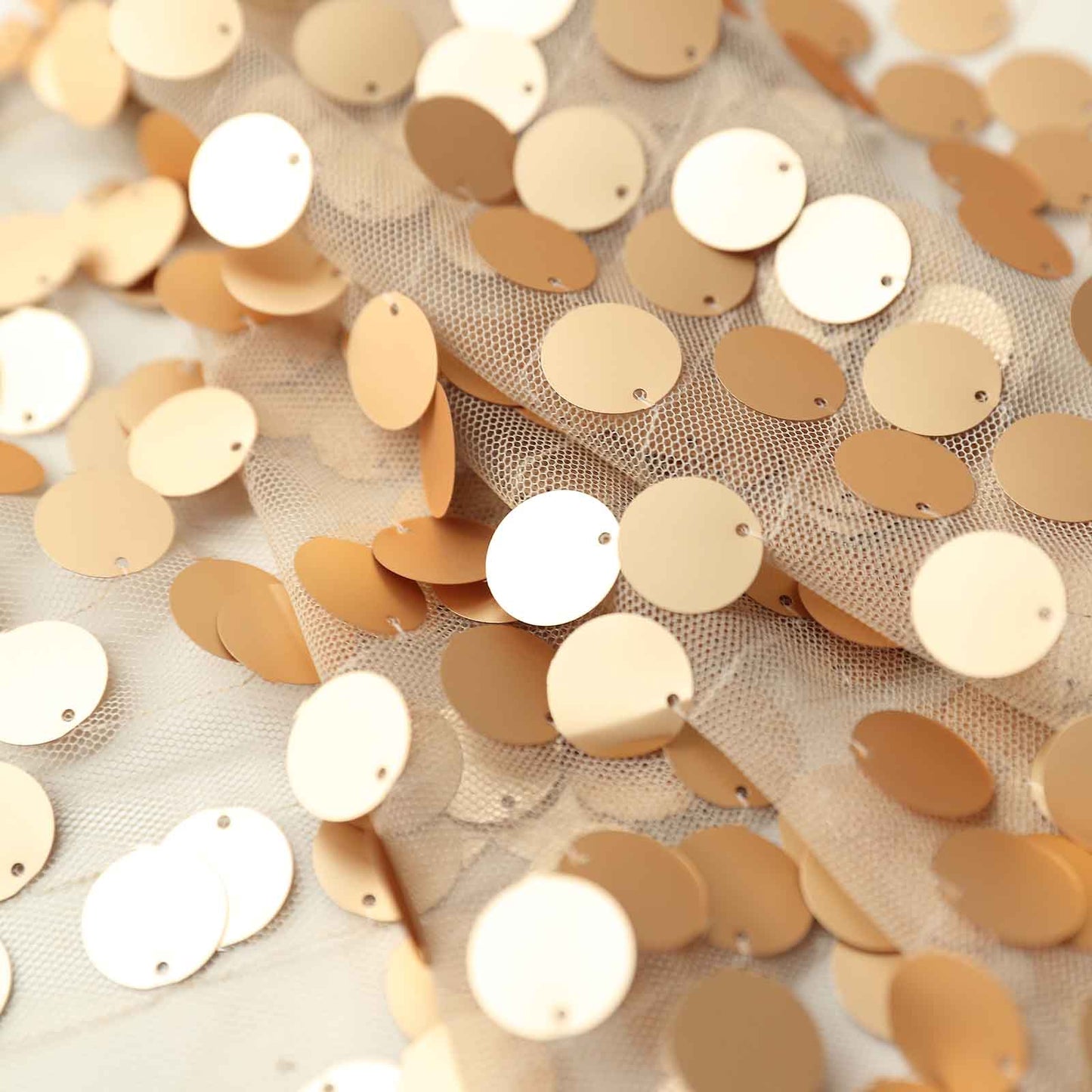 Big Payette Sequin Design On 13 Inch X 108 Inch Matte Champagne Table Runner#whtbkgd