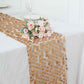 13 Inch X 108 Inch Table Runner In Matte Champagne With Big Payette Sequin Design