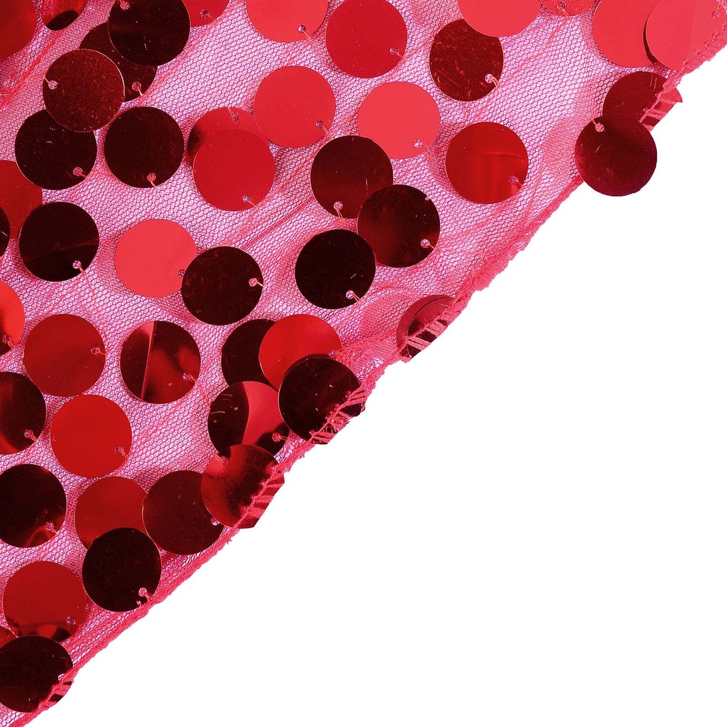 Red sequin table runner with big Payette sequins, 13"x108".