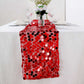 Red Big Payette Sequin Table Runner on a white table.