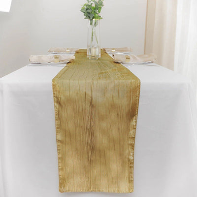 Elevate Your Decor with the Gold Accordion Crinkle Taffeta Table Runner