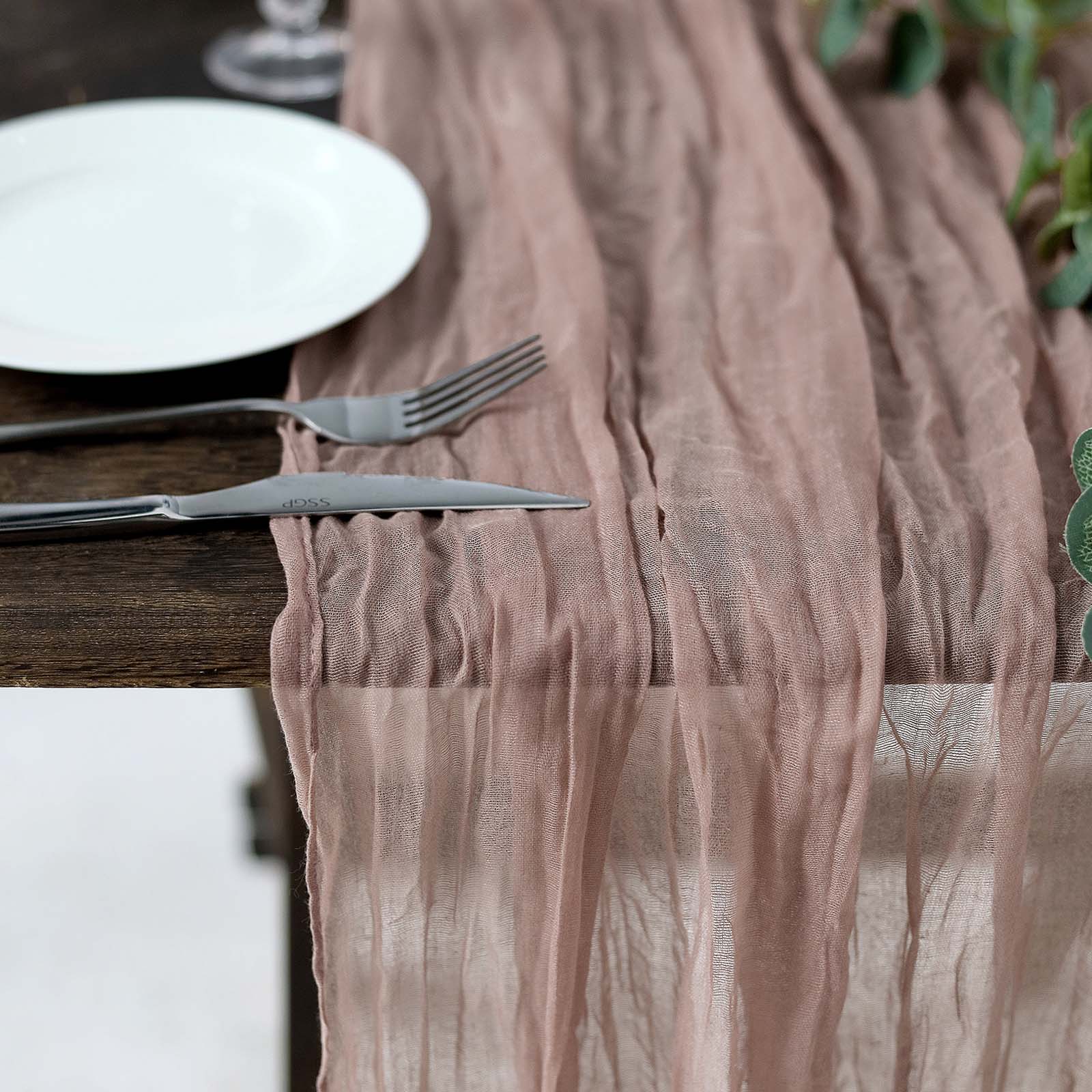 Gauze Cheesecloth Table Runner in Dusty Rose 10 Feet