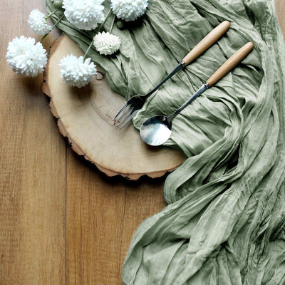 Versatile Uses of the Dusty Sage Green Gauze Cheesecloth Runner