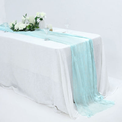 Elegant Texture of the Baby Blue Gauze Cheesecloth Table Runner