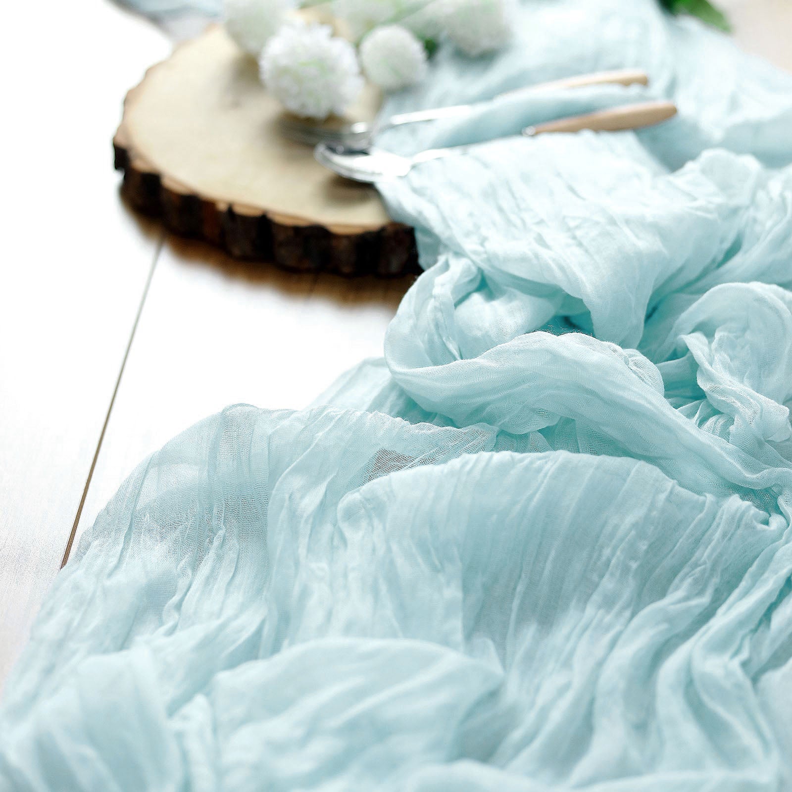 Baby Blue Color Gauze Cheesecloth Table Runner 10 Feet