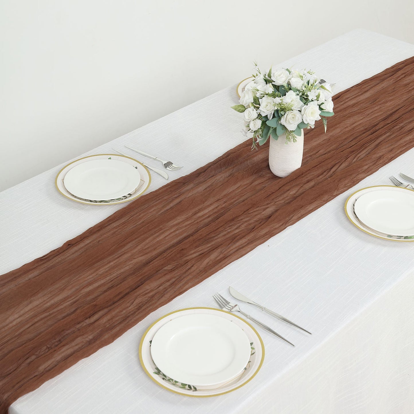 Boho Table Runner 10 Feet Brown