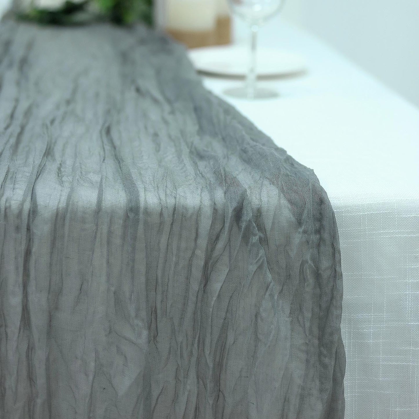 Gauze Cheesecloth Table Runner in Gray Color 10 Feet