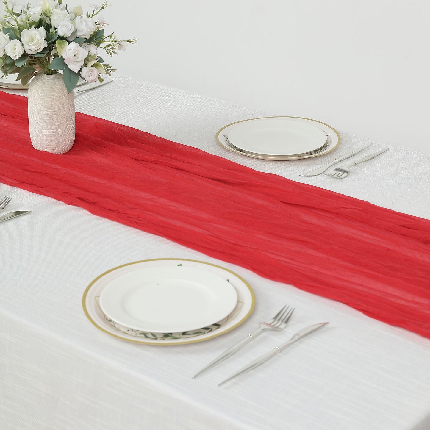 Red Cheesecloth Table Runner 10 Feet