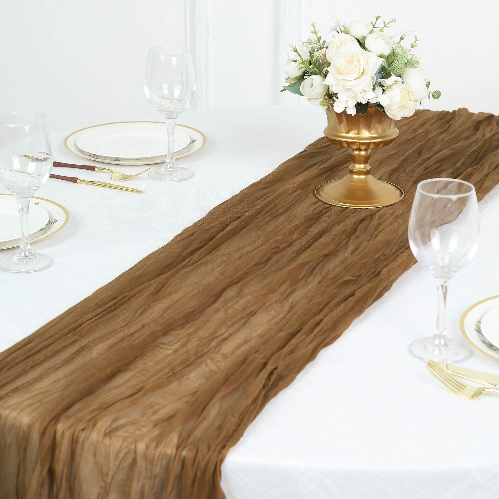 10ft Taupe Gauze Cheesecloth Boho Table Runner