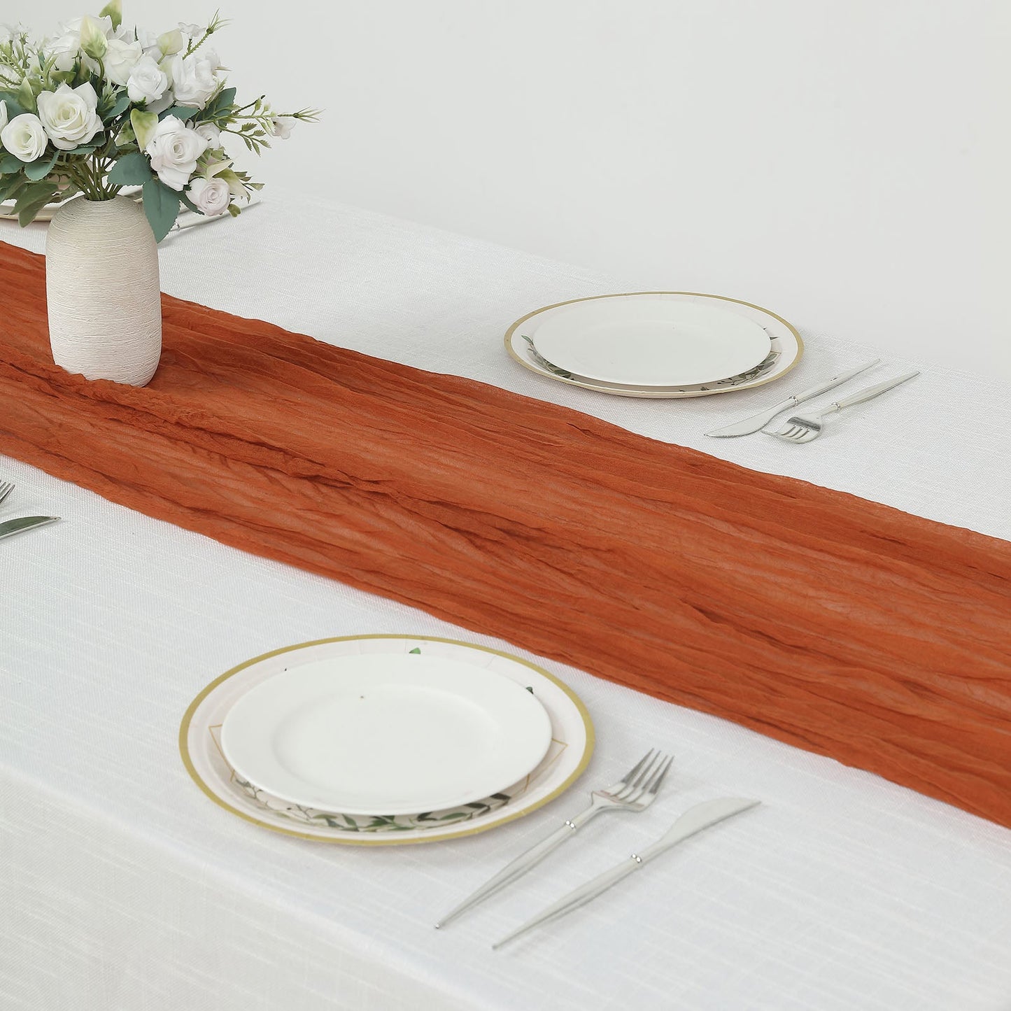 Terracotta Cheesecloth Table Runner 10 Feet