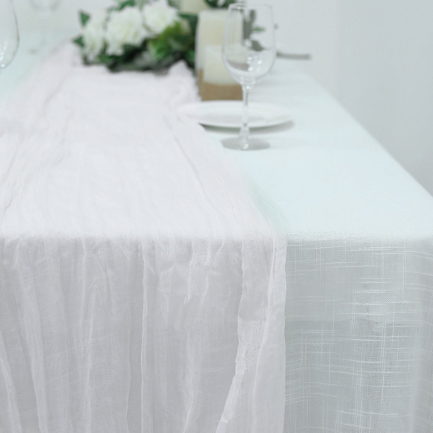 White Color Gauze Cheesecloth Table Runner 10 Feet