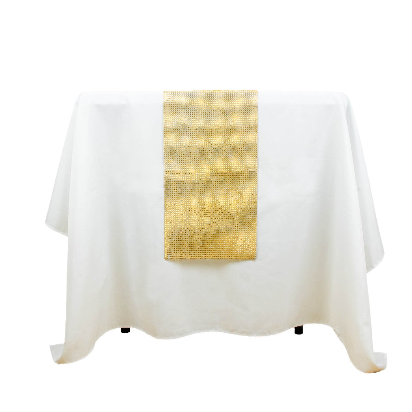 10x108inch Shiny Gold Crystal Rhinestone DIY Table Runner, Diamond Mesh Ribbon Bling Roll