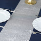 10"x108" Silver Diamond Rhinestone Mesh Table Runner, Crystal Rhinestone Ribbon Bling Roll