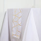9ft white table runner with gold foil geometric pattern