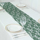 Hunter Emerald Green Lace Table Runner on a white table setting.