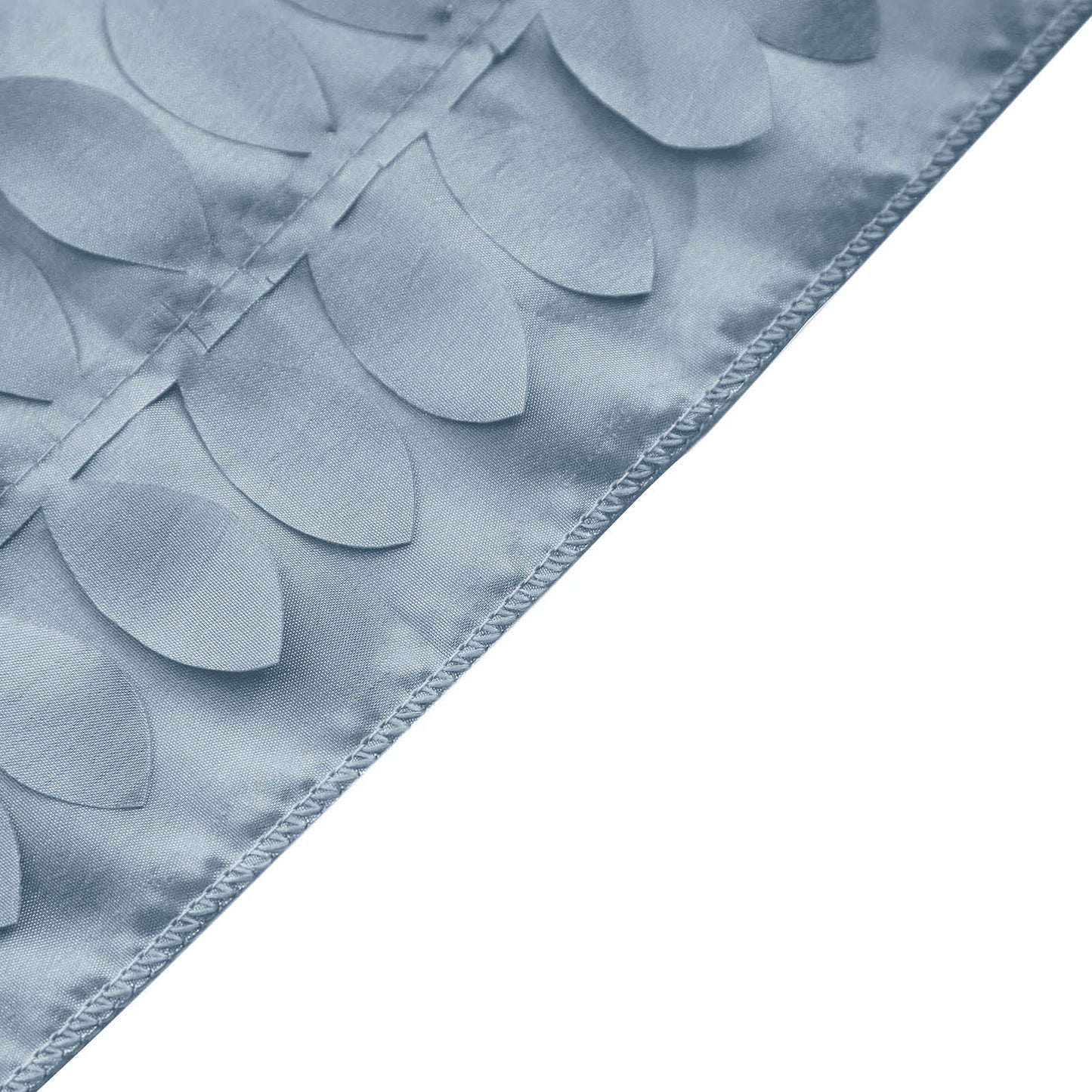 Dusty blue 3D leaf petal taffeta fabric table runner #whtbkgd