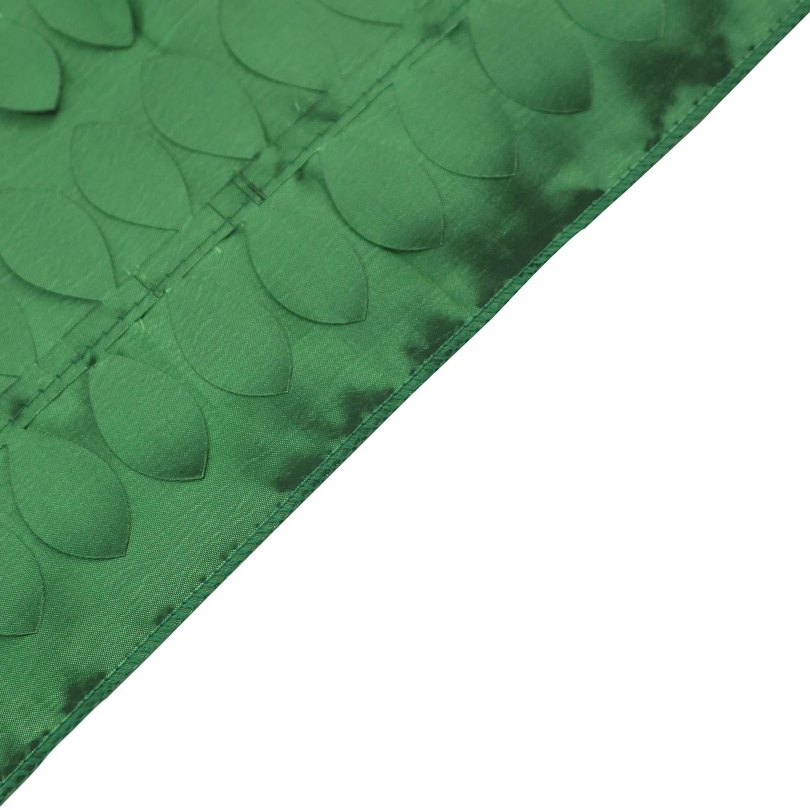 Green 3D leaf petal taffeta fabric table runner. #whtbkgd