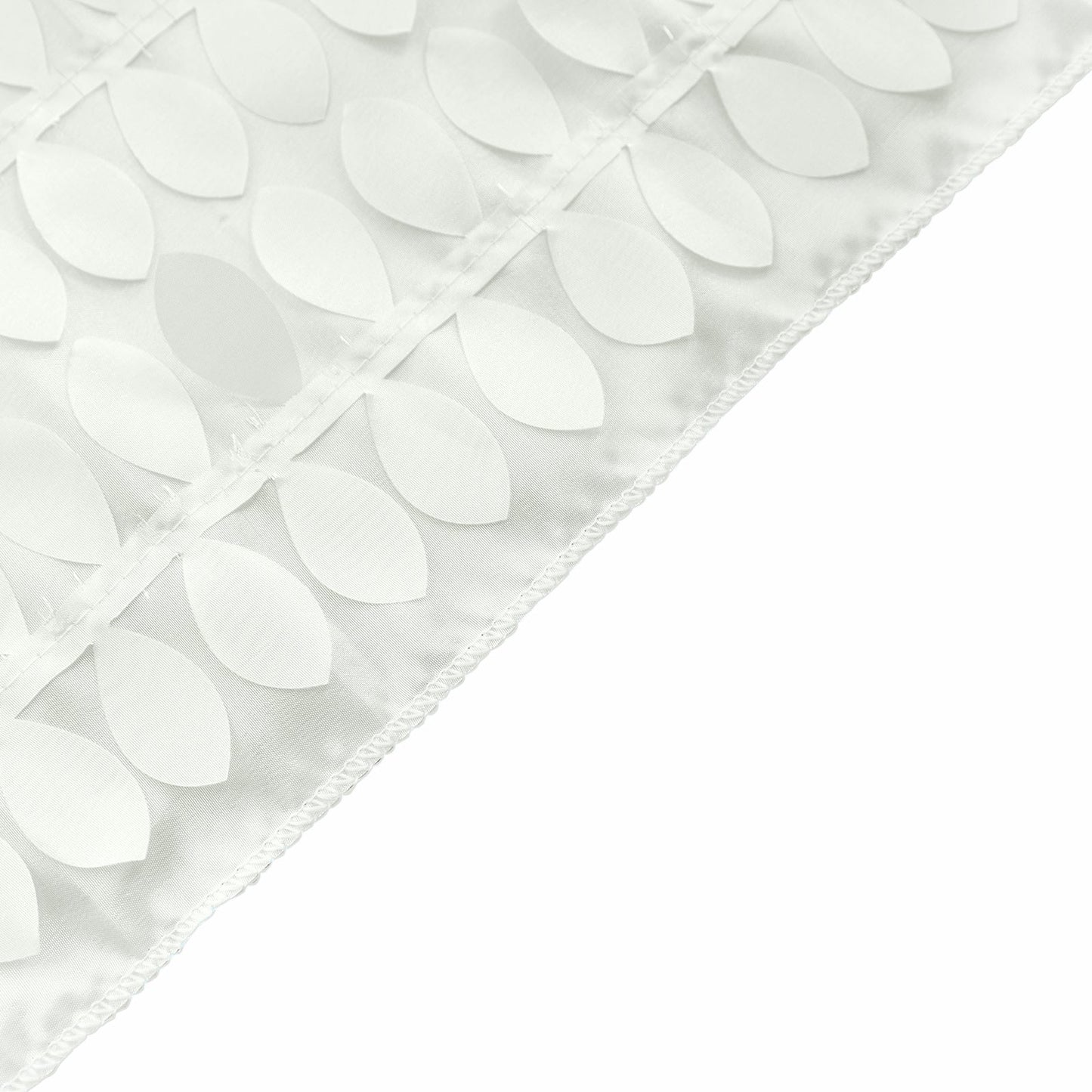 Ivory 3D leaf petal taffeta fabric table runner #whtbkgd